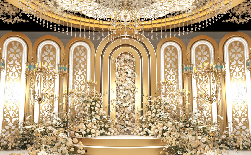 德宏香槟色调婚礼堂效果展示